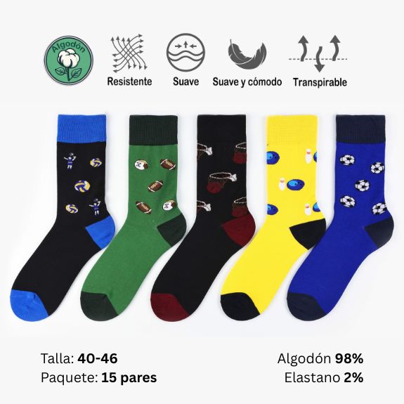 Lote 2 - Calcetines Largos Hombre Divertidos